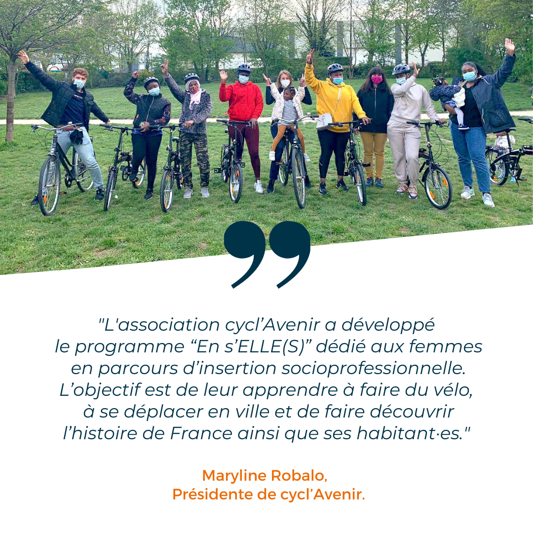 En s’ELLE(S), le programme de cycl’Avenir dédié aux femmes en parcours d’insertion socioprofessionnelle.