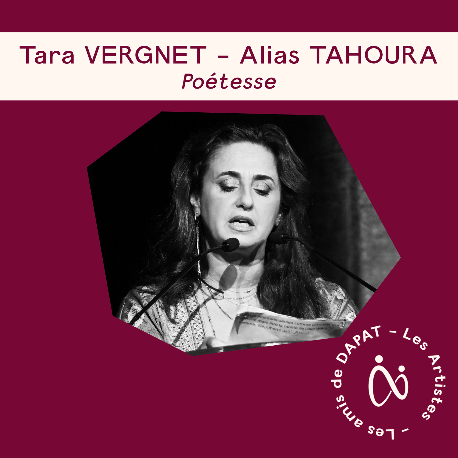 Tara Vergnet (Tahoura) – Poétesse soutenant les Prix DAPAT.